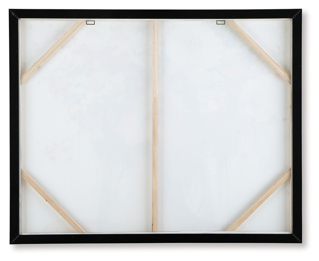 Framed wall art back with plain backing and hanging hardware, black frame