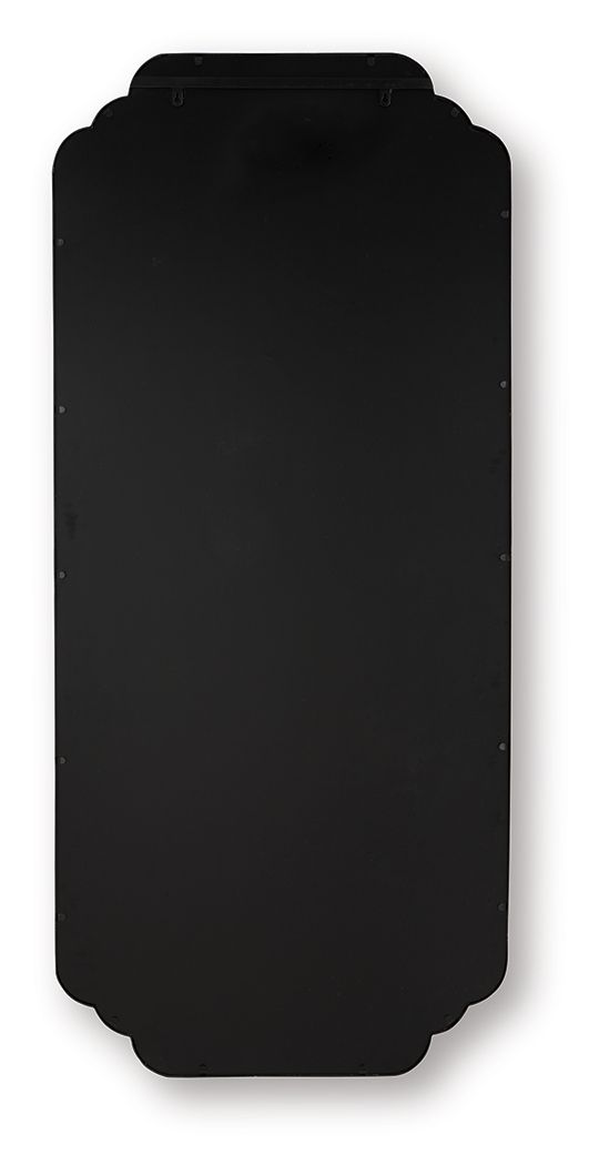 Black arched floor mirror frame with rear backing panel