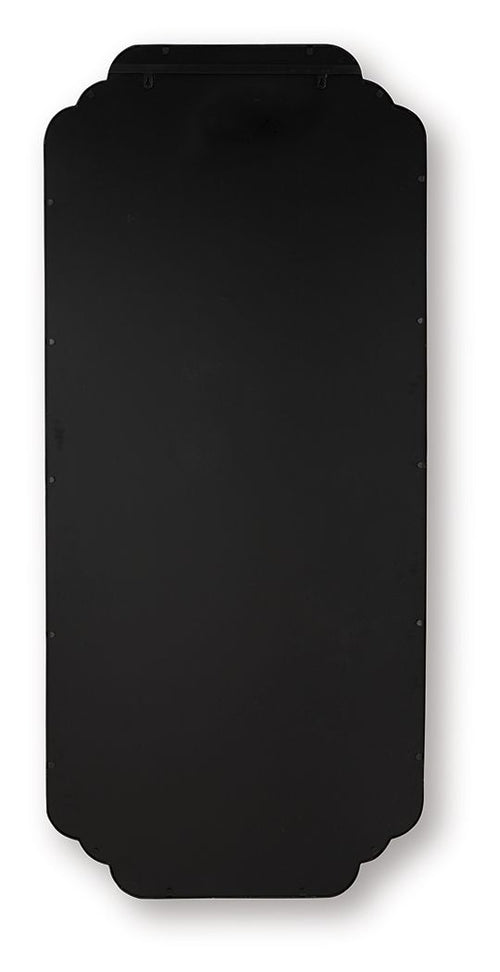 Black arched floor mirror frame with rear backing panel