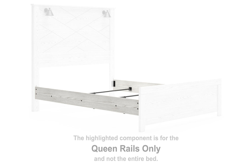 White bed queen rails, metal rail frame with mounting brackets