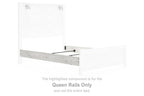 White bed queen rails, metal rail frame with mounting brackets