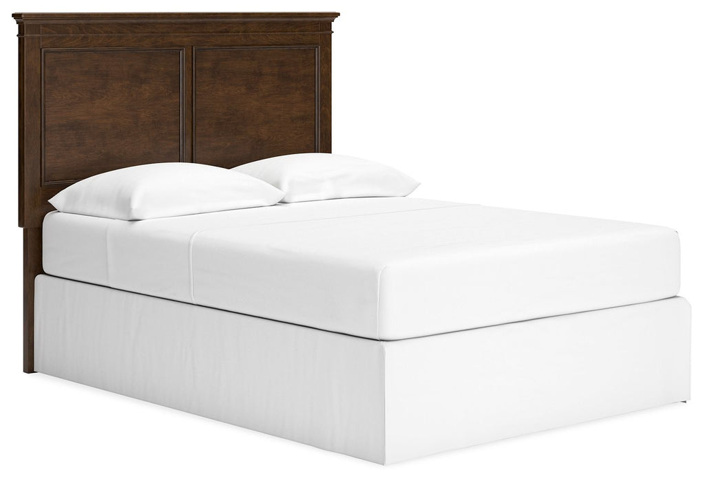 Brown full panel headboard with straight top and two vertical inset panels