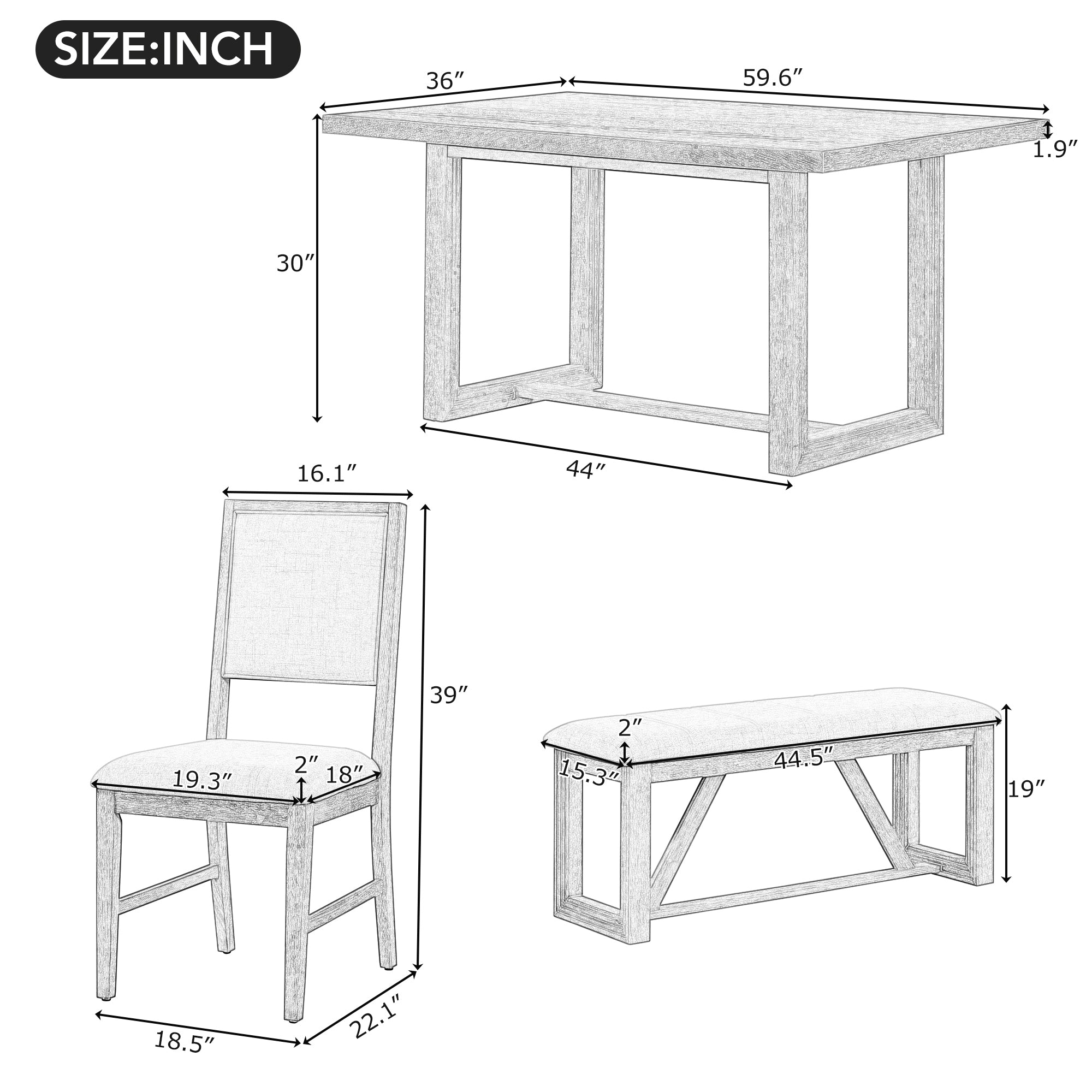 6-Pc Retro Dining Set - Natural