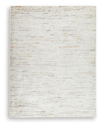 Harjot beige area rug with distressed linear speckle pattern and bordered edge
