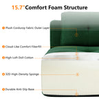 Green corduroy sectional sofa cushions with layered comfort construction