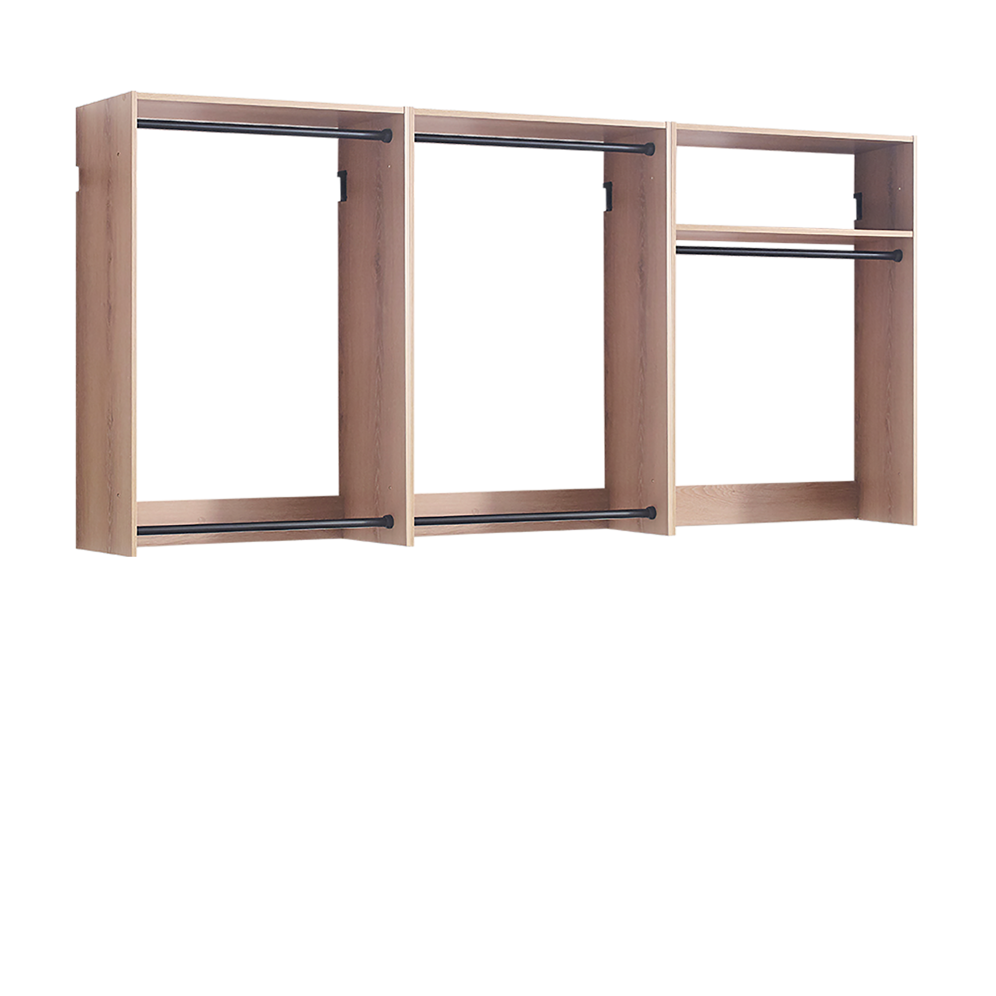 Devi Oak Wall Mounted Wood Closet System - Modular Warm Finish