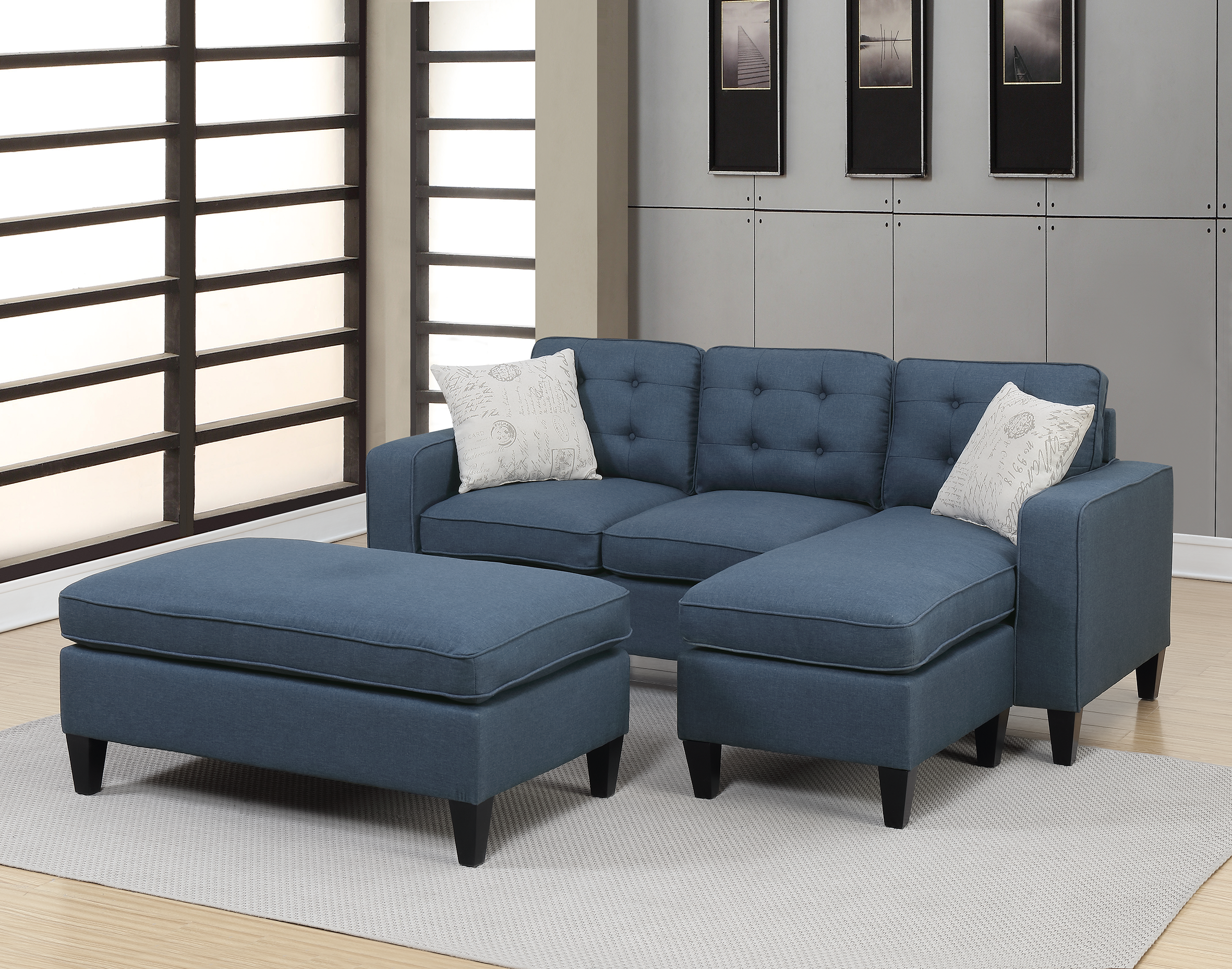 Navy Blue Sectional Sofa Set
