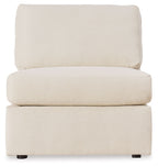 Modmax armless chair in oyster beige, front view with padded back and seat