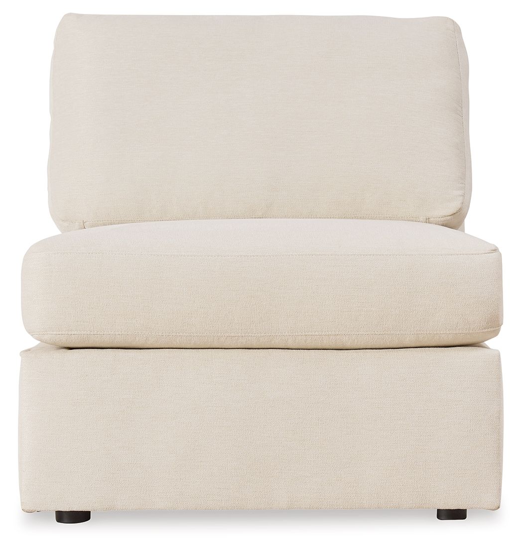Modmax armless chair in oyster beige, front view with padded back and seat