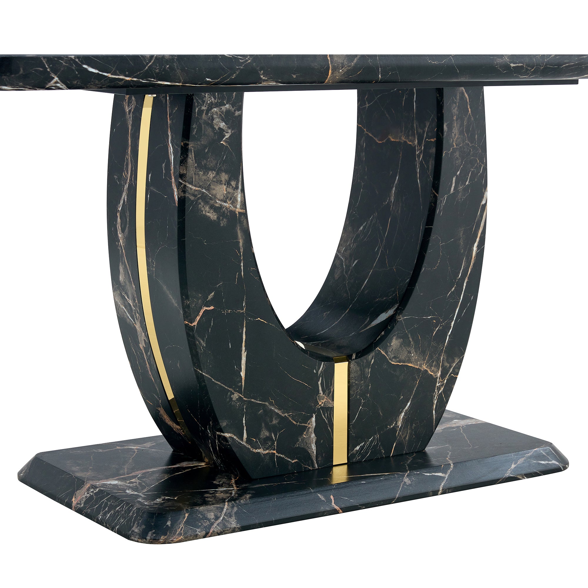 Black Marble Dining Set w/ 4 Chairs