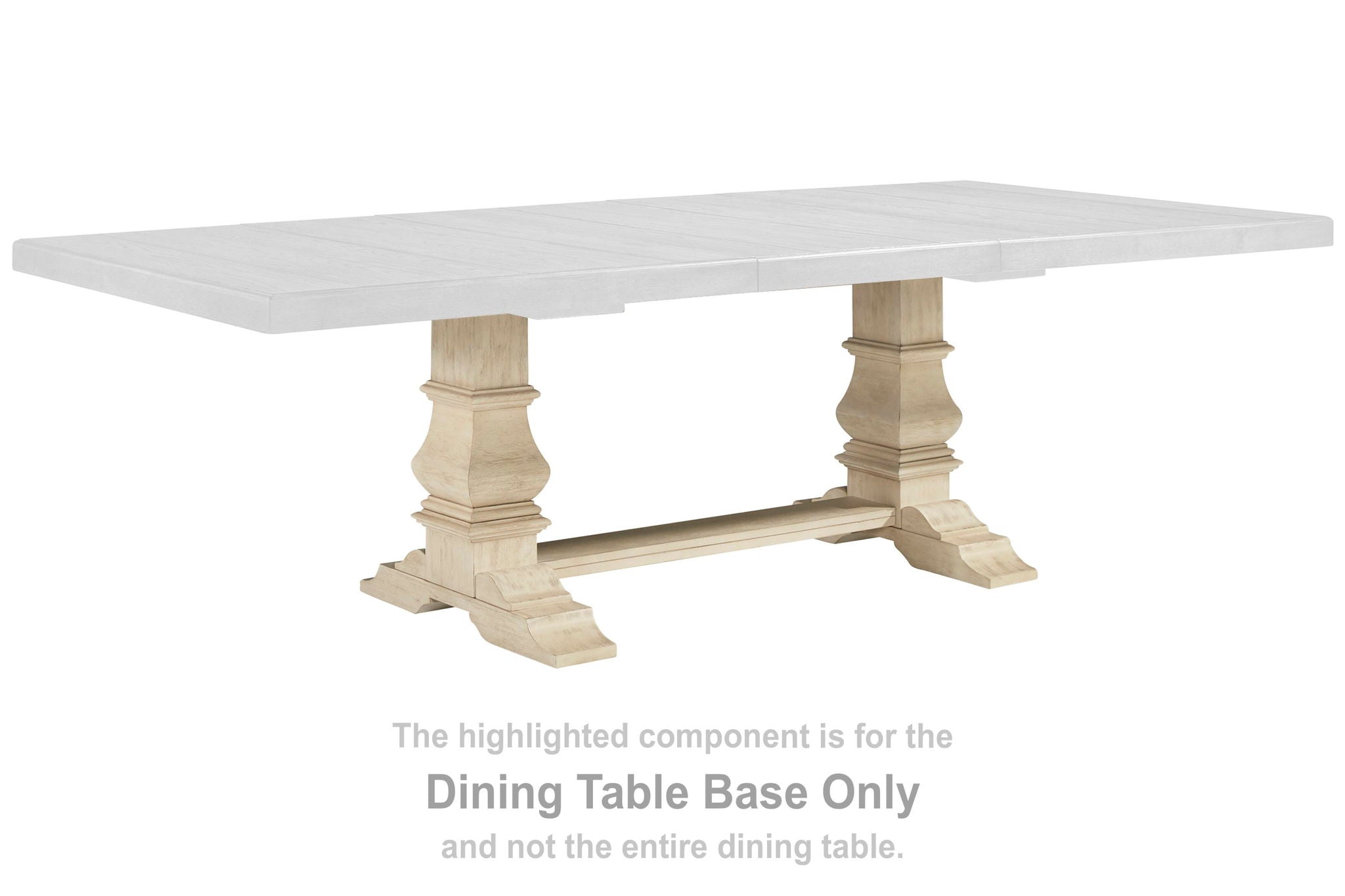 Dining table base only with light wood pedestal legs and cross support