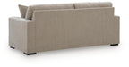 Light gray sofa sleeper with smooth upholstered backrest and armless sides