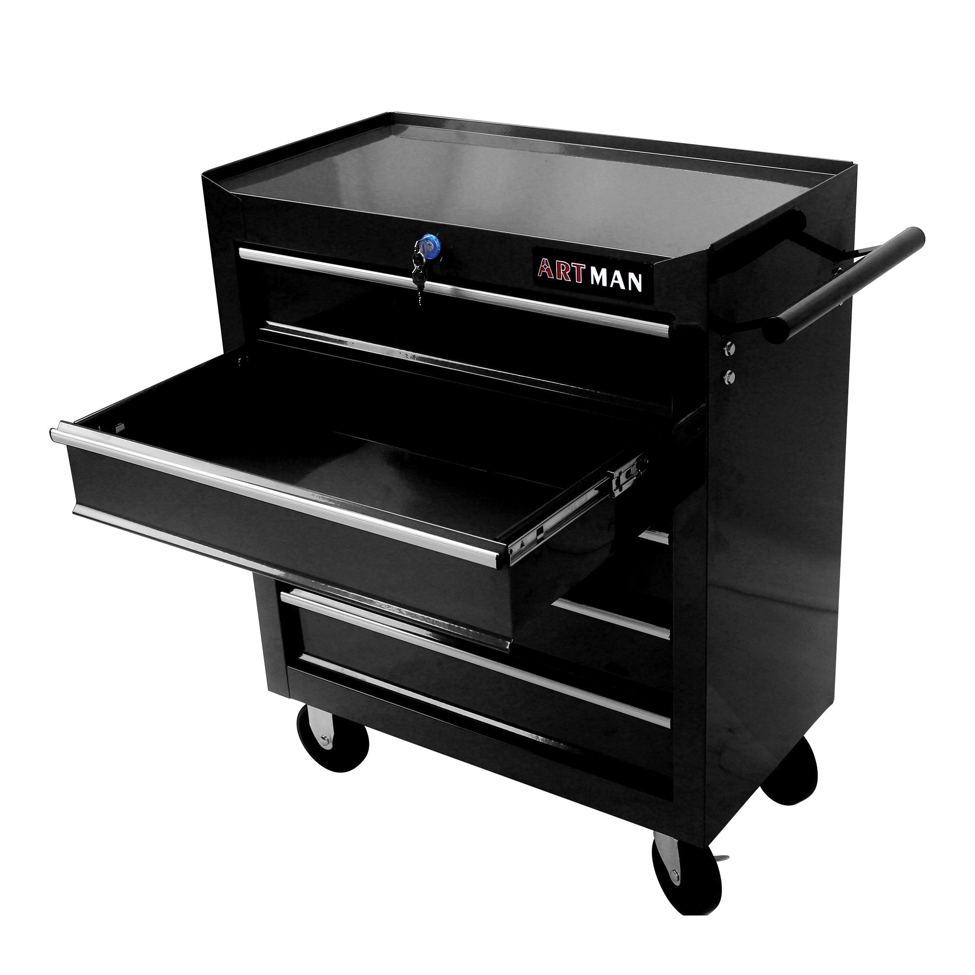 5-Drawer Multifunctional Tool Cart with Wheels - Black | Organize Tools Efficiently | Portable & Versatile-American Furniture Outlet
