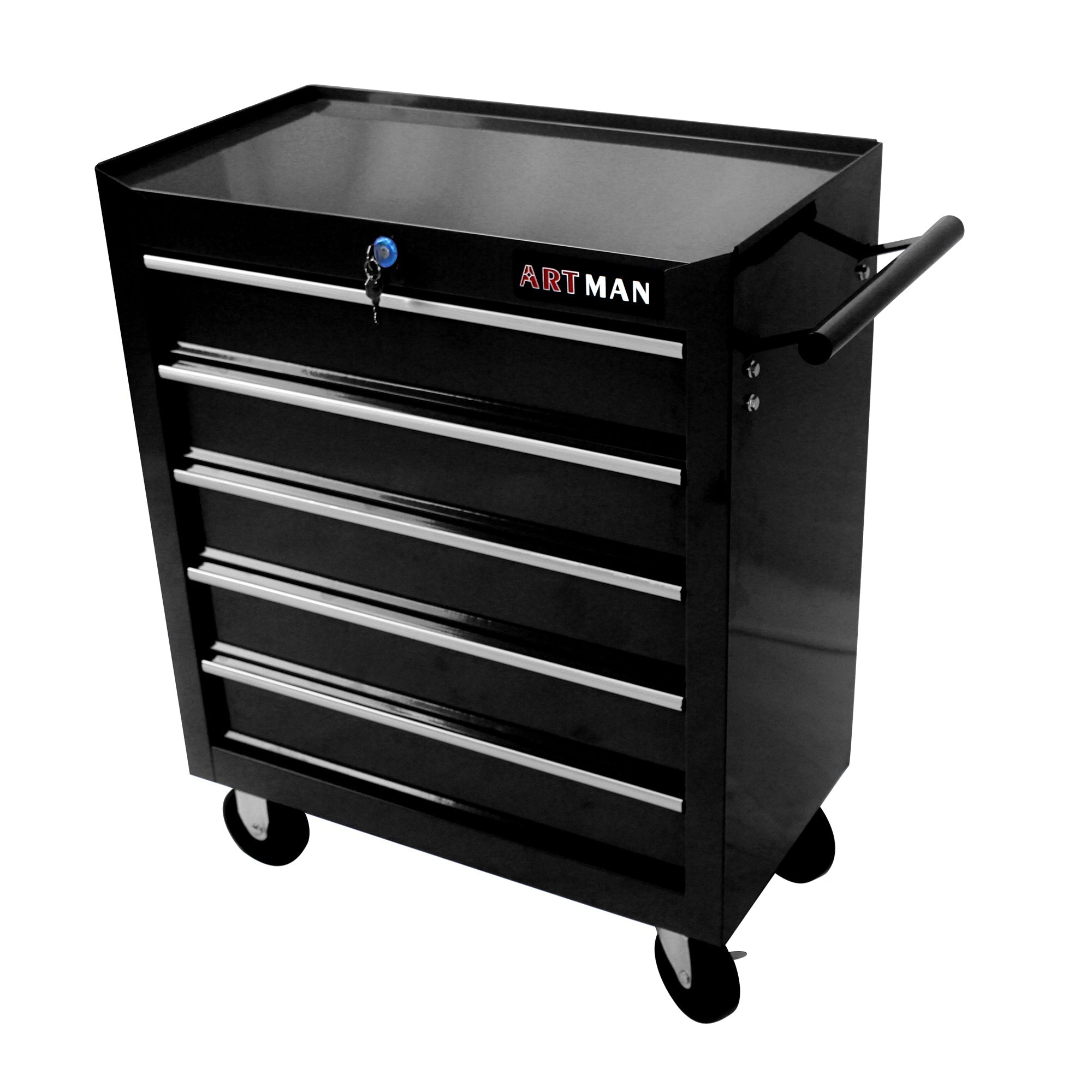 5-Drawer Multifunctional Tool Cart with Wheels - Black | Organize Tools Efficiently | Portable & Versatile