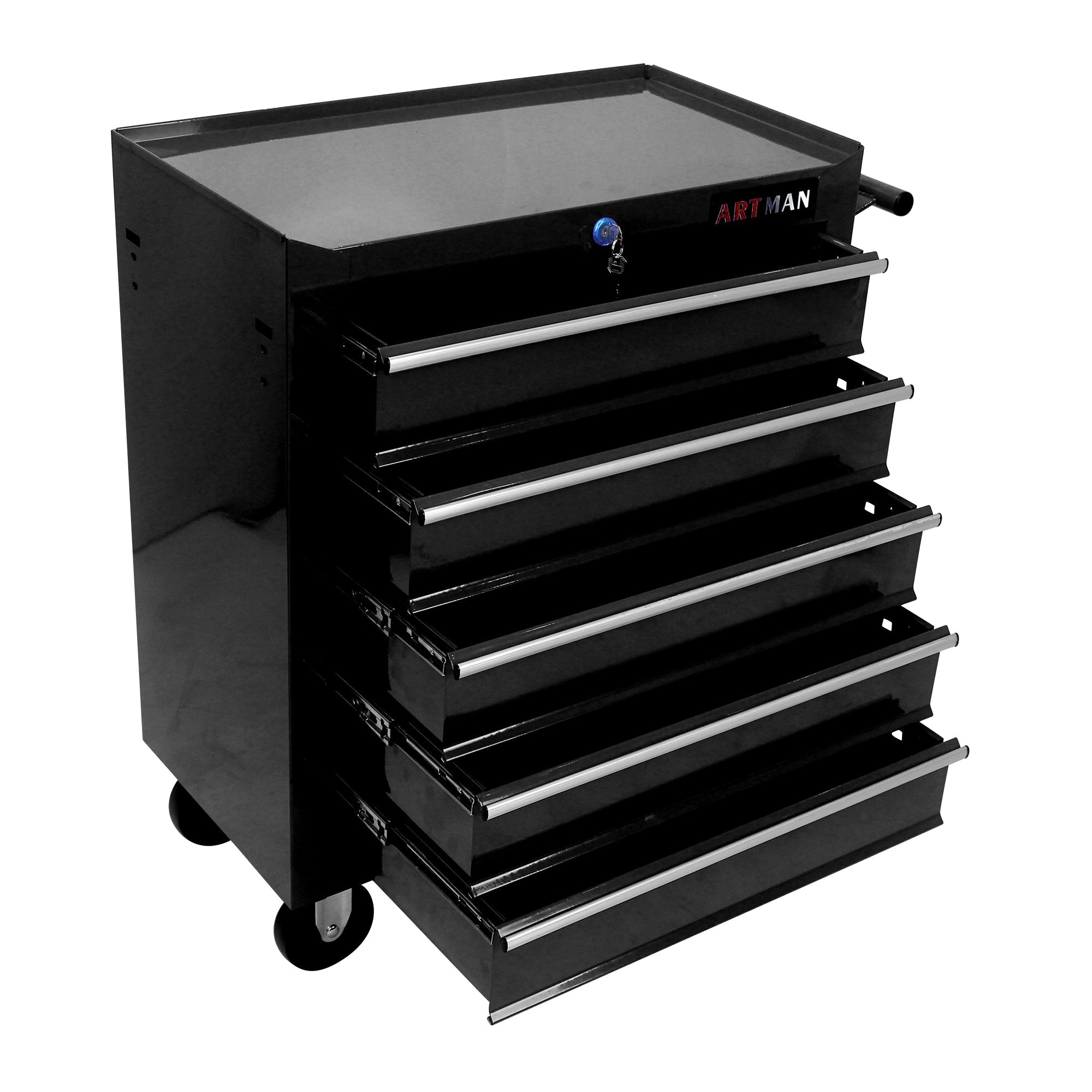 5-Drawer Multifunctional Tool Cart with Wheels - Black | Organize Tools Efficiently | Portable & Versatile