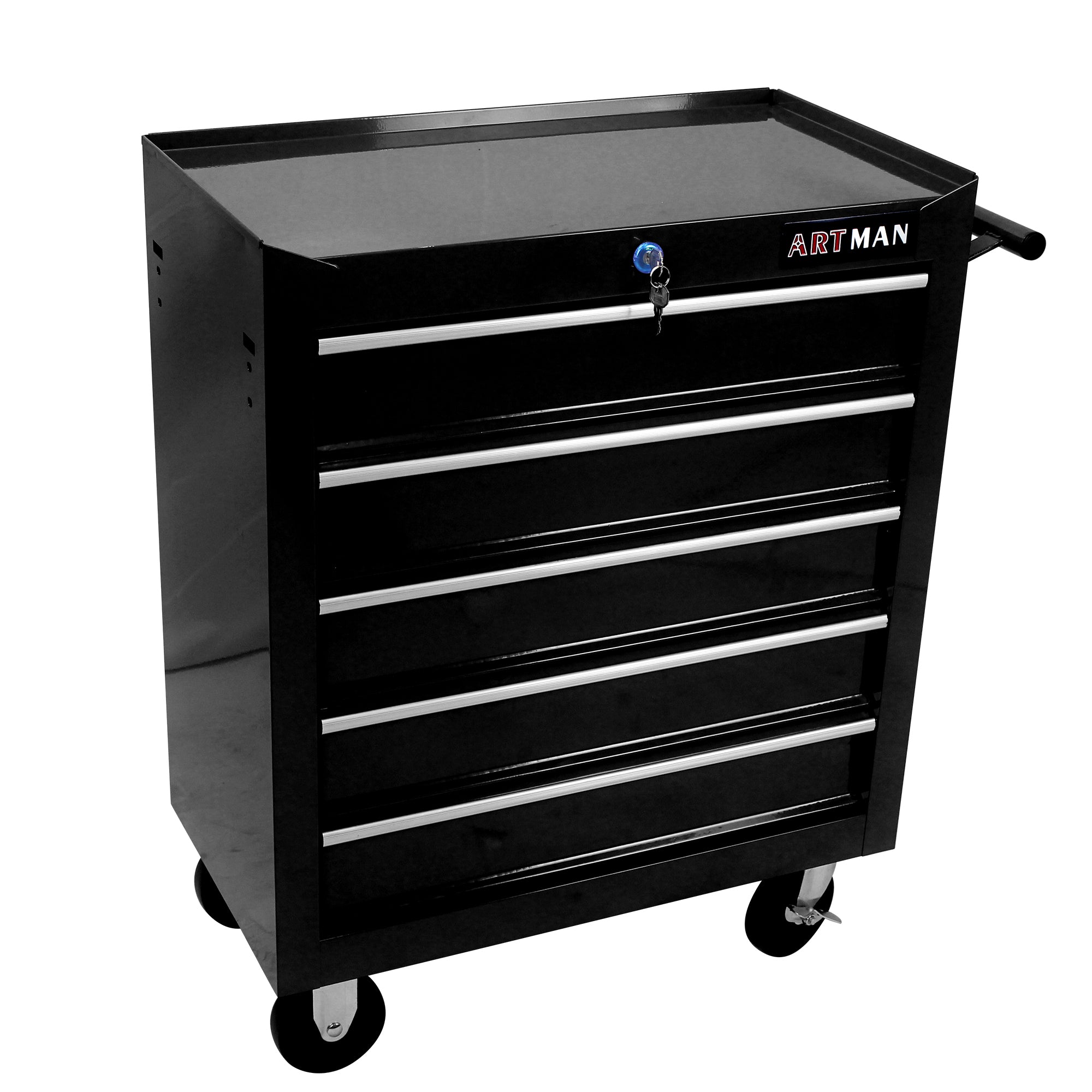 5-Drawer Multifunctional Tool Cart with Wheels - Black | Organize Tools Efficiently | Portable & Versatile