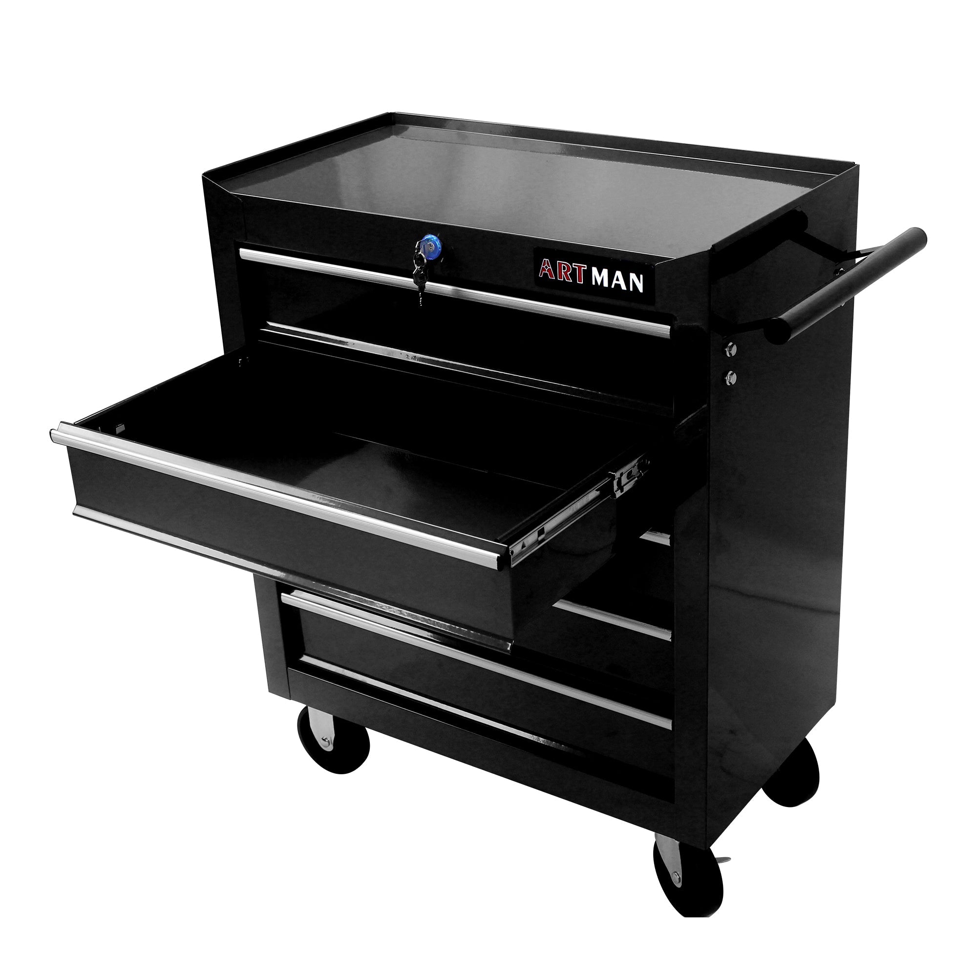 5-Drawer Multifunctional Tool Cart with Wheels - Black | Organize Tools Efficiently | Portable & Versatile