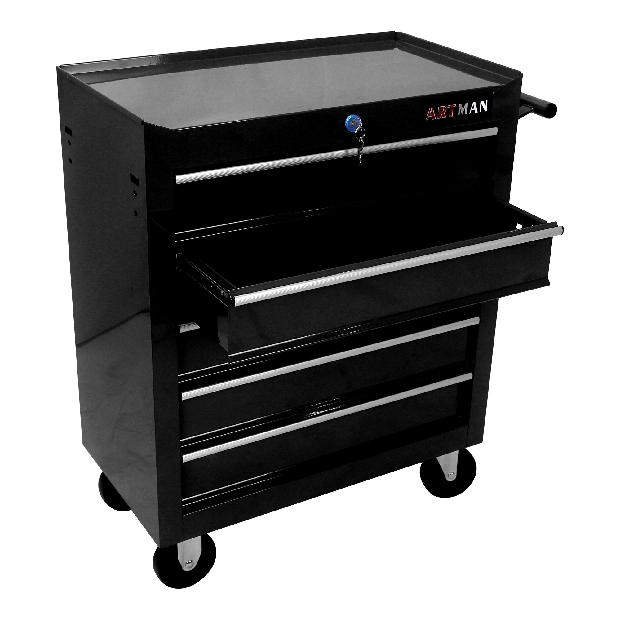 5-Drawer Multifunctional Tool Cart with Wheels - Black | Organize Tools Efficiently | Portable & Versatile