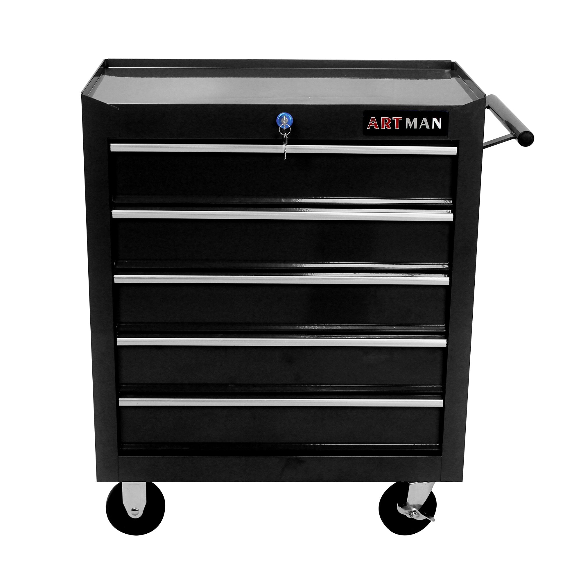 5-Drawer Multifunctional Tool Cart with Wheels - Black | Organize Tools Efficiently | Portable & Versatile