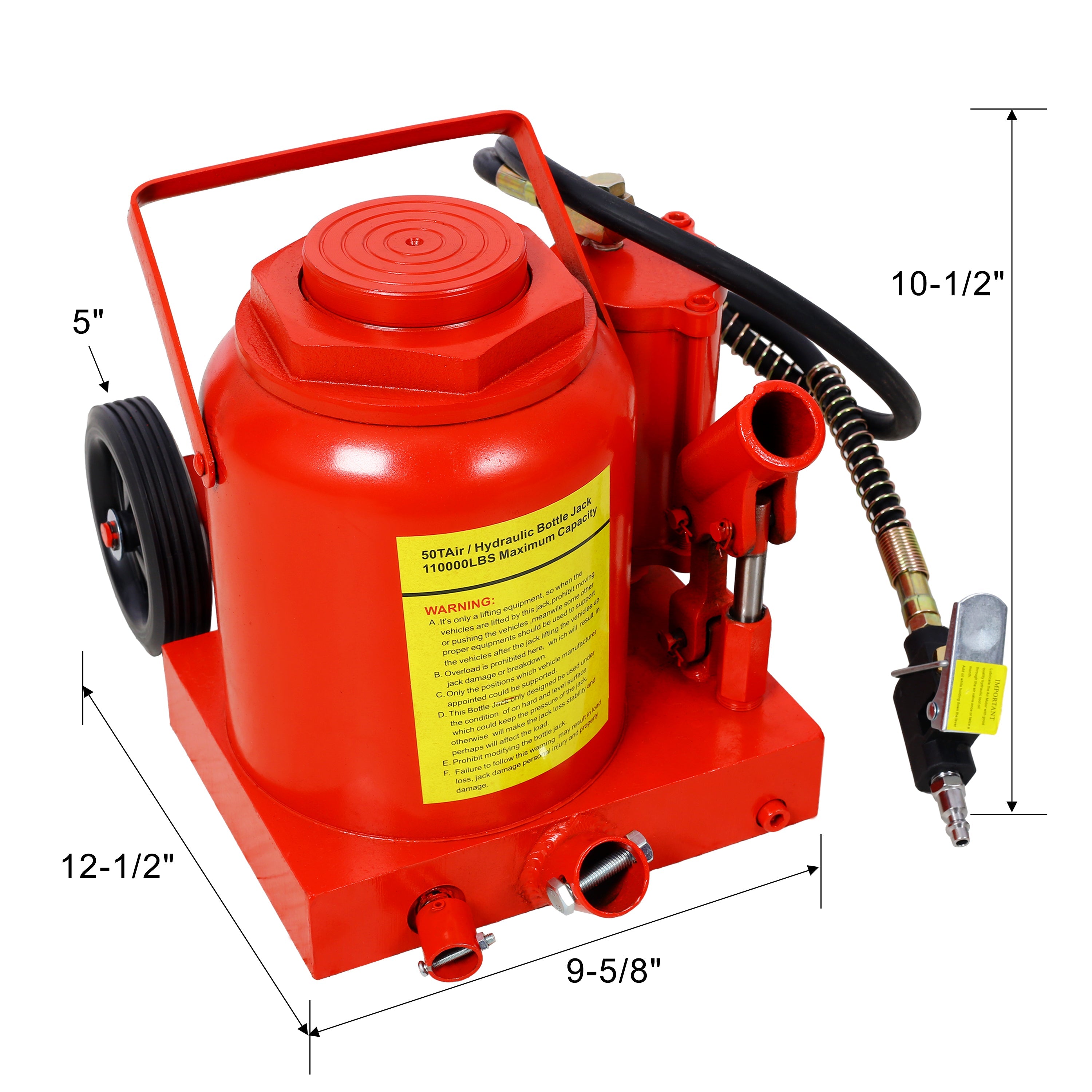 50 Ton Air Hydraulic Bottle Jack - 100,000 lbs-American Furniture Outlet