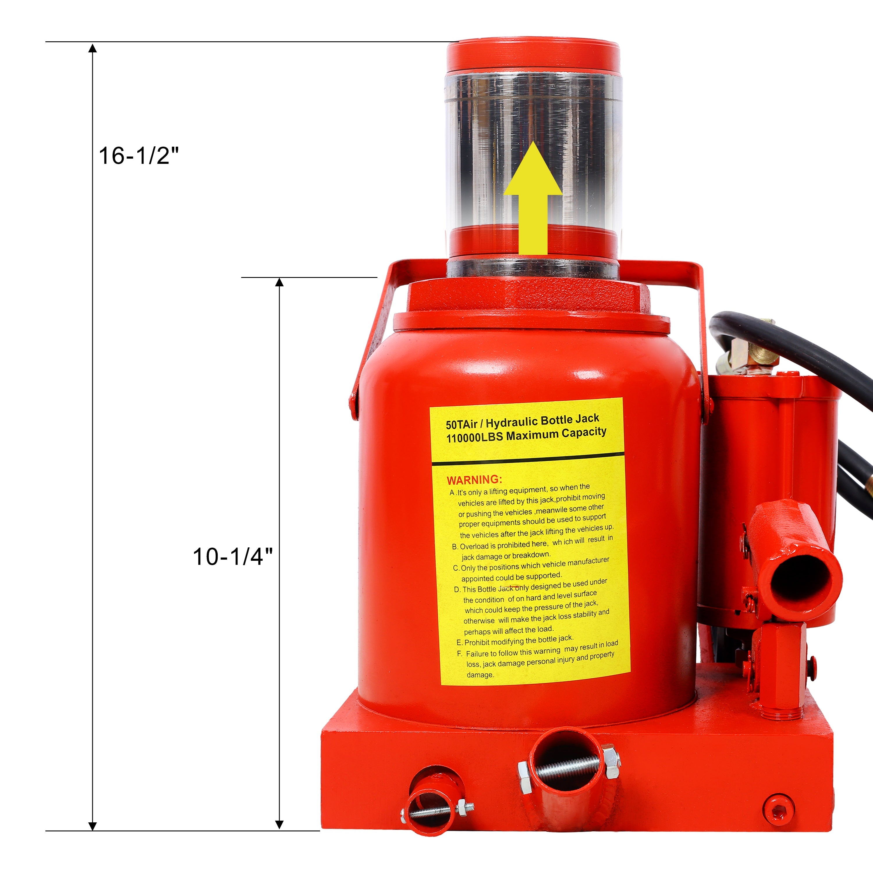 50 Ton Air Hydraulic Bottle Jack - 100,000 lbs-American Furniture Outlet
