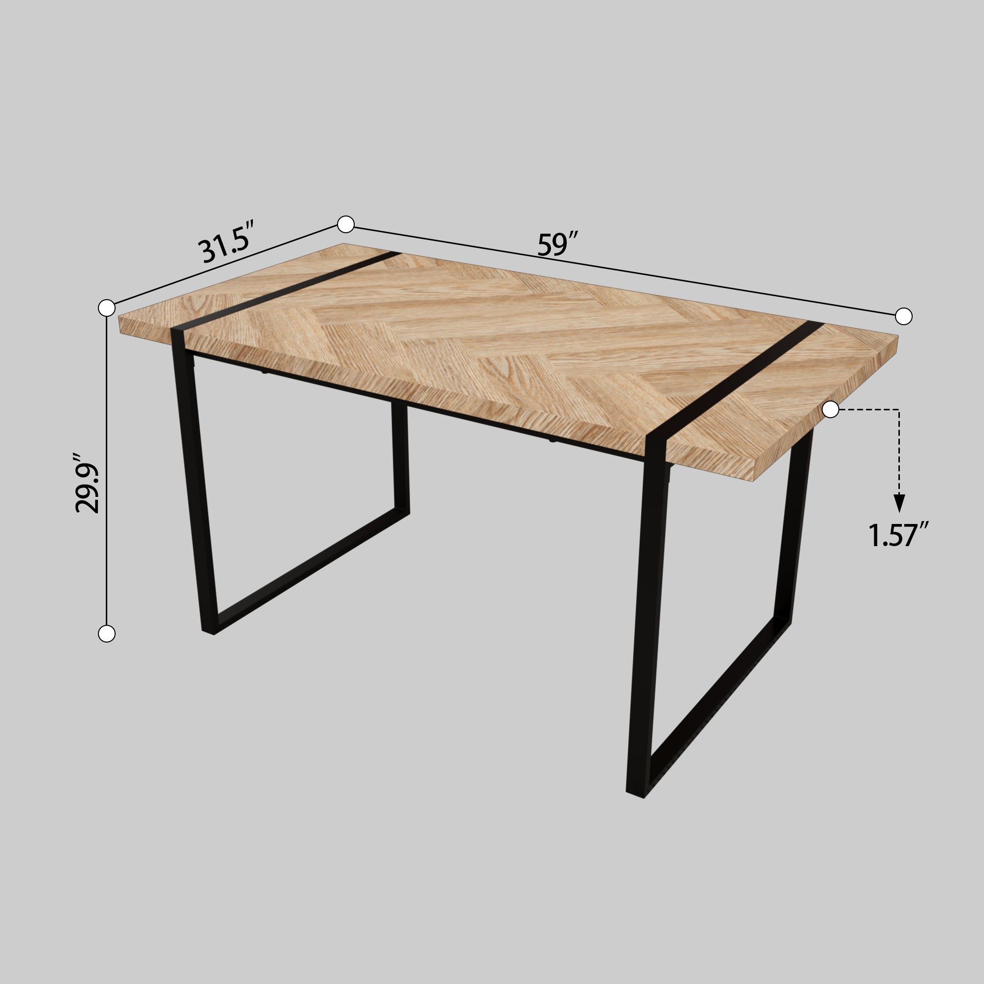 59" Rustic Industrial Dining Table Set for 6