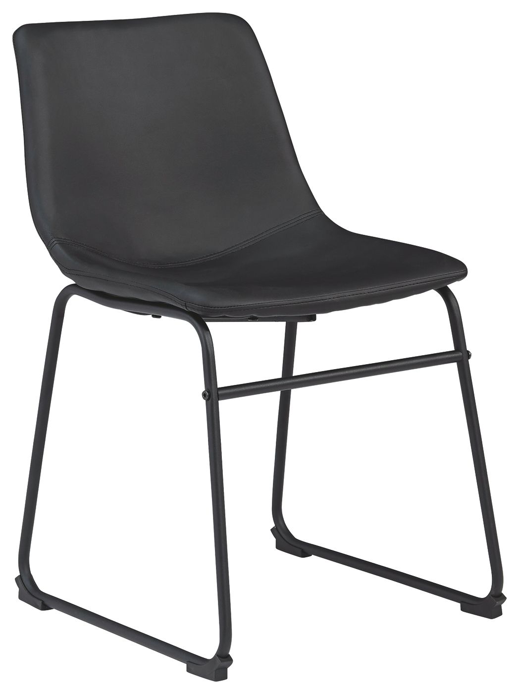 Dark gray upholstered side chair with black metal frame
