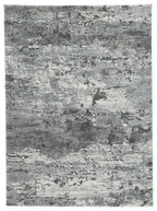Wadyka Rug dark gray distressed area rug with textured pattern, rectangular flatweave