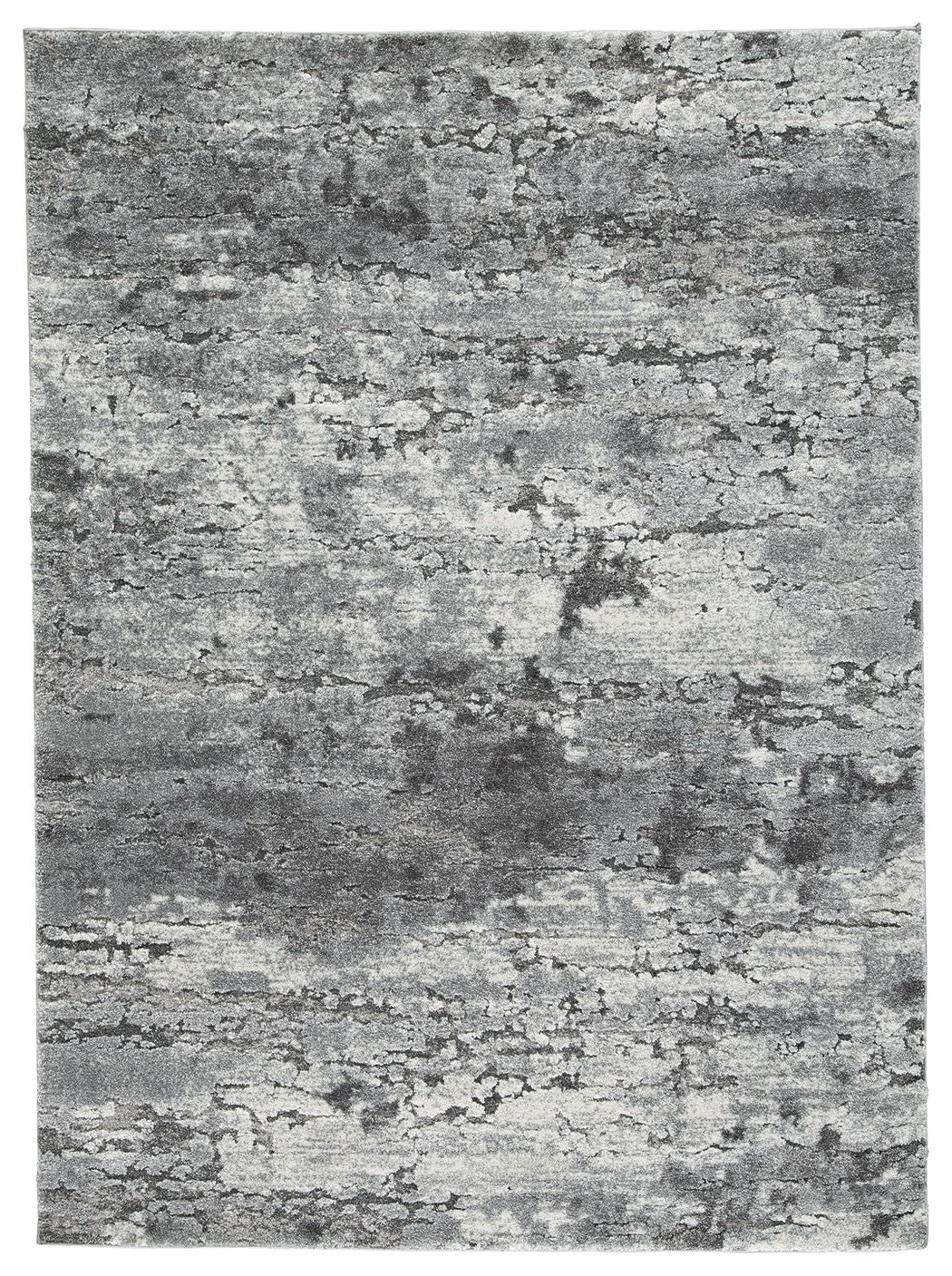 Wadyka Rug dark gray distressed area rug with textured pattern, rectangular flatweave