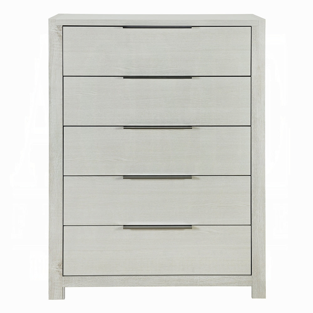 Modern Transitional Beige 5-Drawer Wooden Bedroom Chest