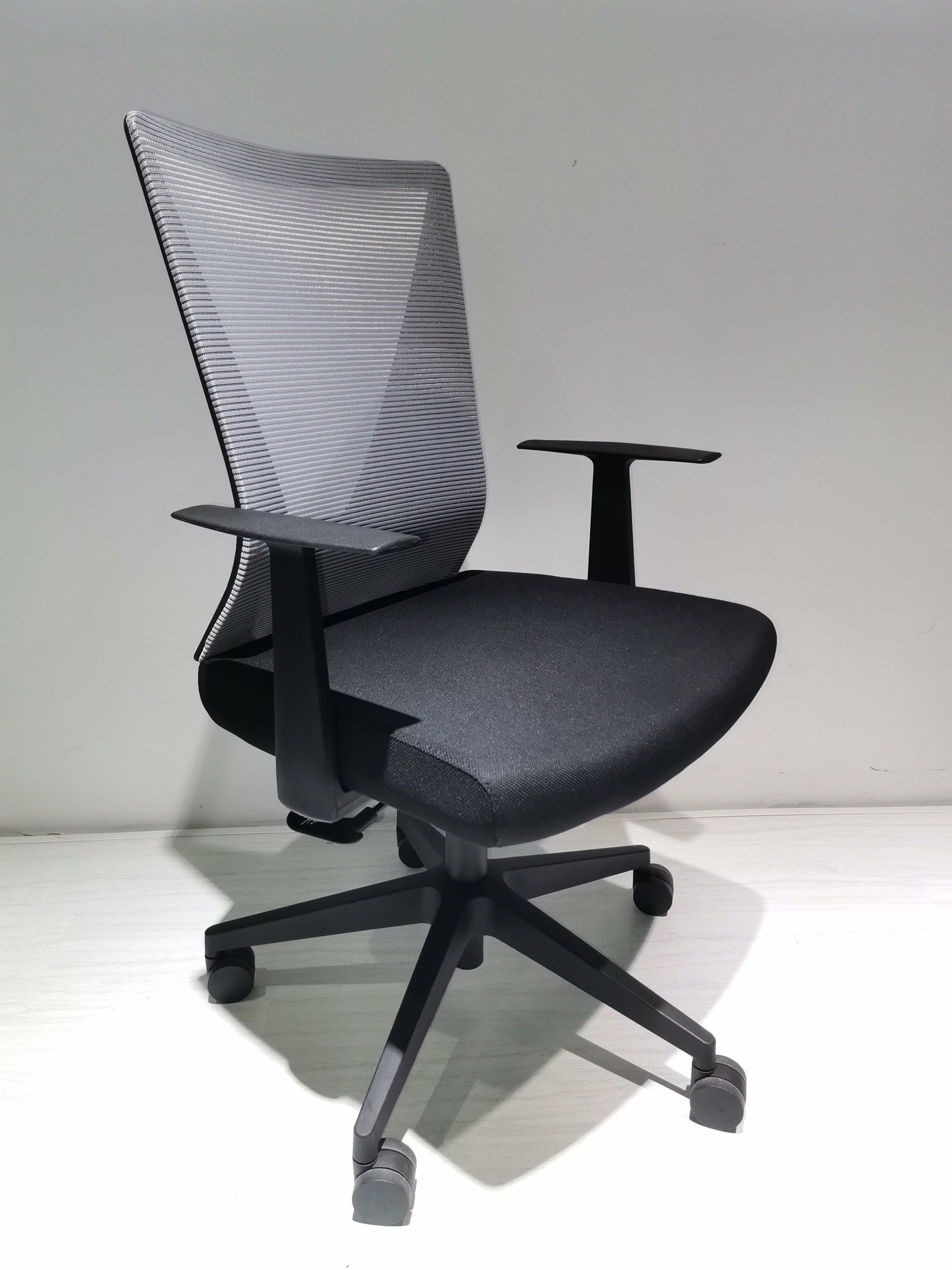 Armin Office Chair - Nylon Base, Fixed Armrest - Black