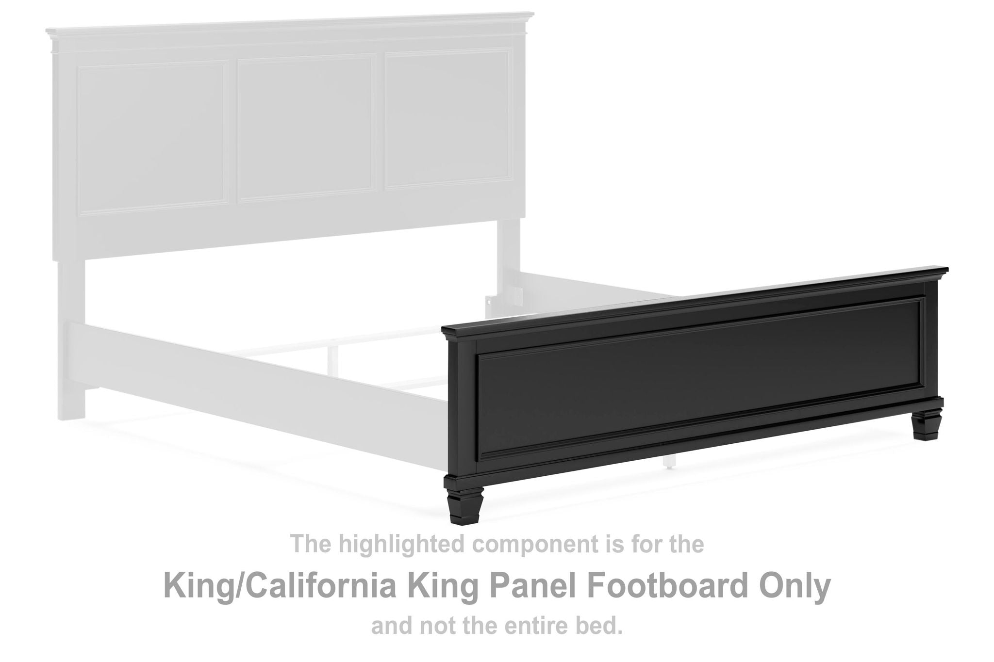 Lanolee king/Cal King panel footboard in black with smooth rectangular frame