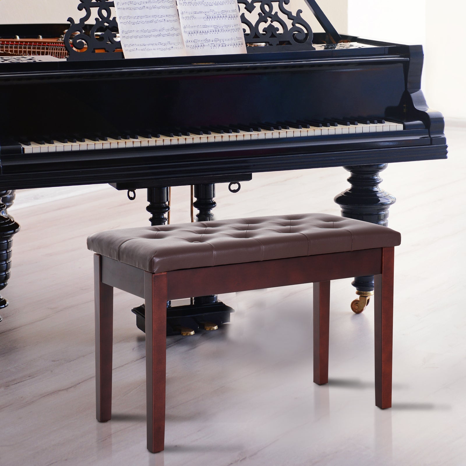 Duet Piano Bench - Faux Leather Padded Seat