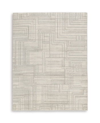 Dorwick washable rug, light gray geometric pattern, 5 x 7 ft