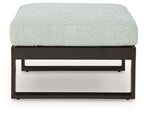 Rectangular-frame ottoman with cushion, light gray top and dark base