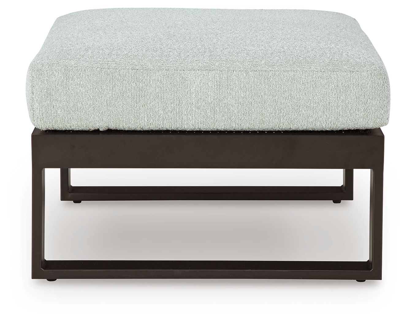 Rectangular-frame ottoman with cushion, light gray top and dark base