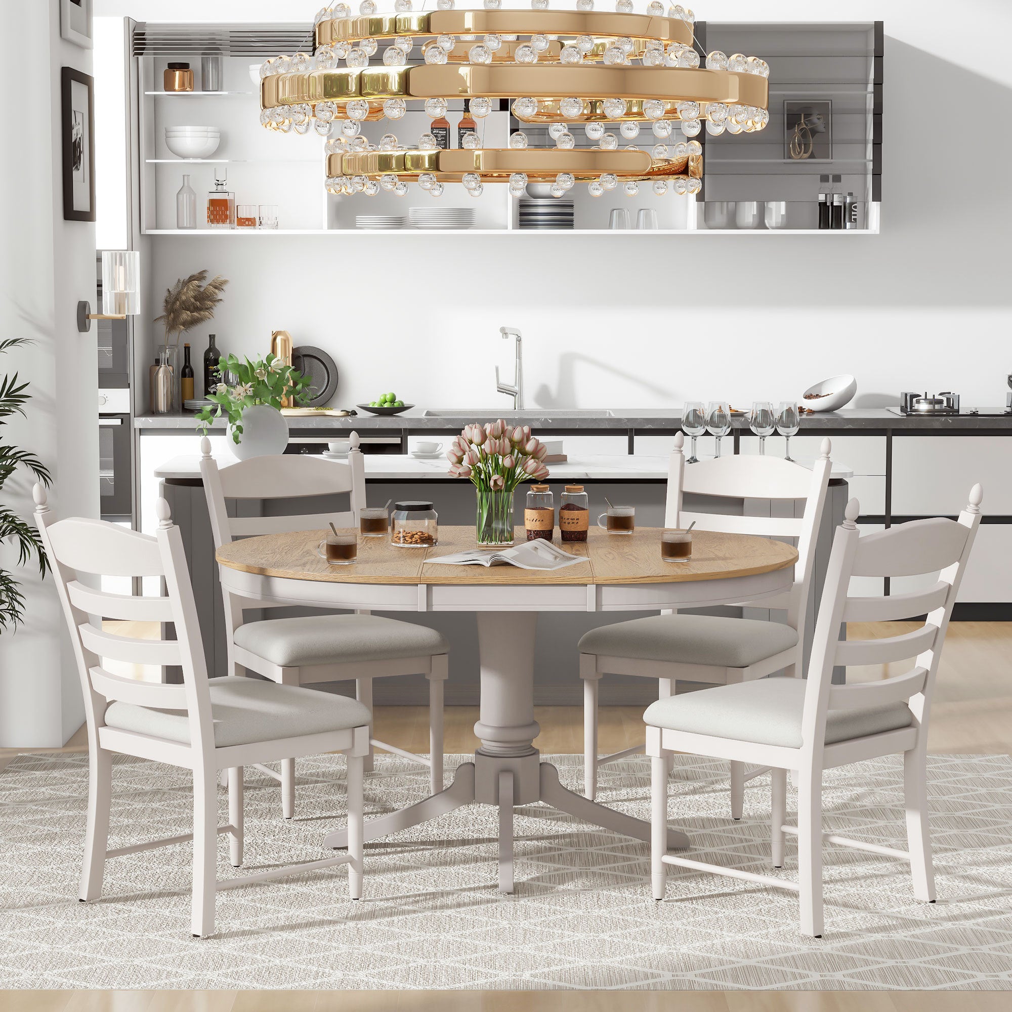 5-Pc Retro Dining Set - Off White