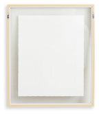 Wood-framed wall art panel with blank backing and hanging hardware