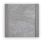 Gray stone-look tabletop with beveled border and matching side panel supports