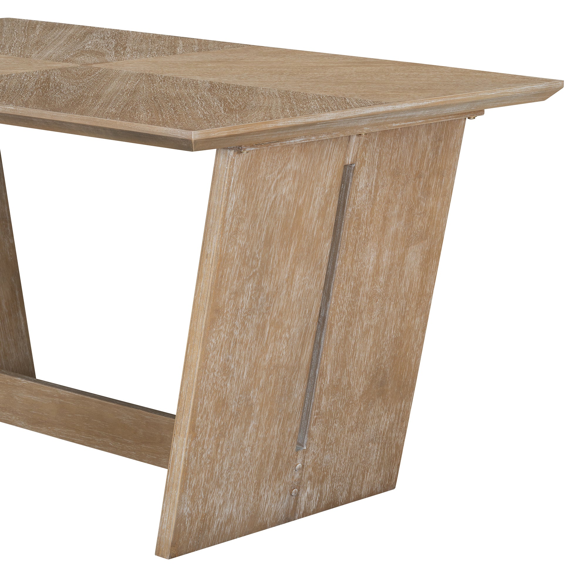 6-Pc Retro Dining Set w/ Bench - Natural Wood