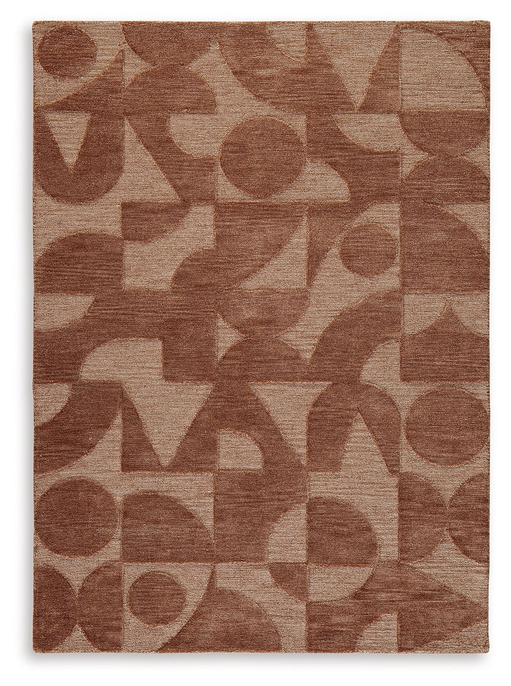 Perrenton rug with abstract dark and beige geometric pattern, short pile