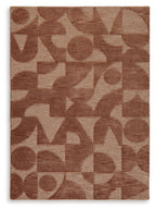 Perrenton rug with abstract dark and beige geometric pattern, short pile