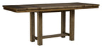 Rectangular extension table in grayish brown wood, plank top with four sturdy legs