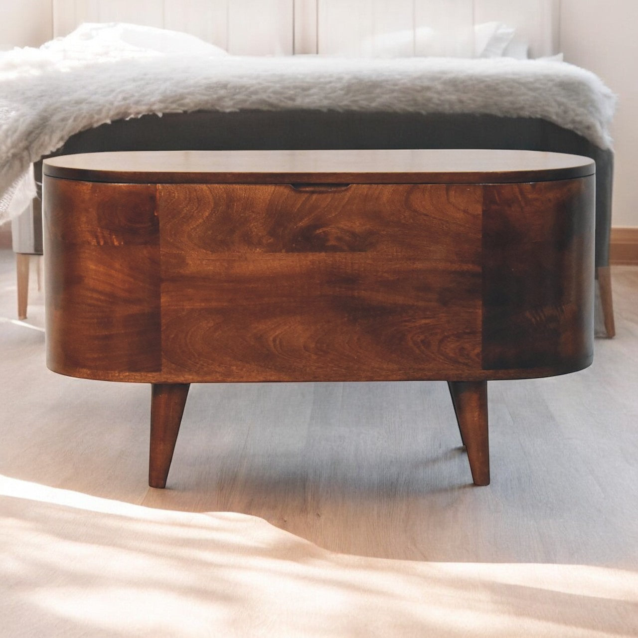 Solid Wood California Walnut Blanket Box, Nordic Legs