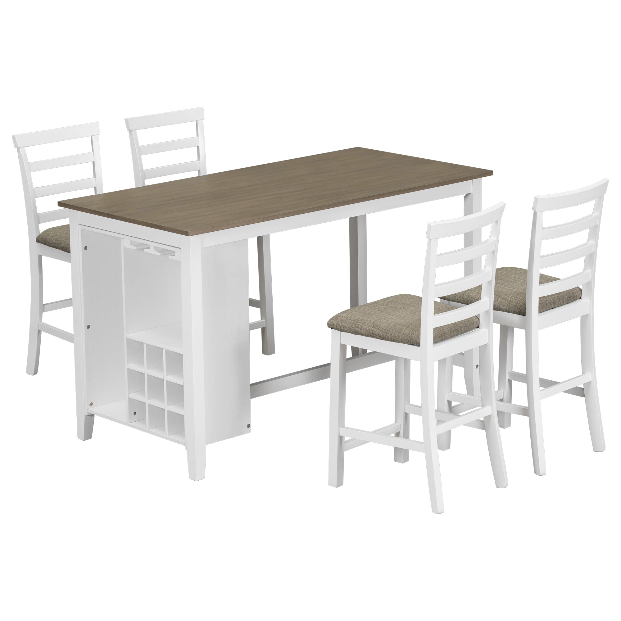 5-Piece Counter Height Dining Set w/ Wine Storage