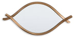 Bartner accent mirror with antique gold frame and diamond-oval shape