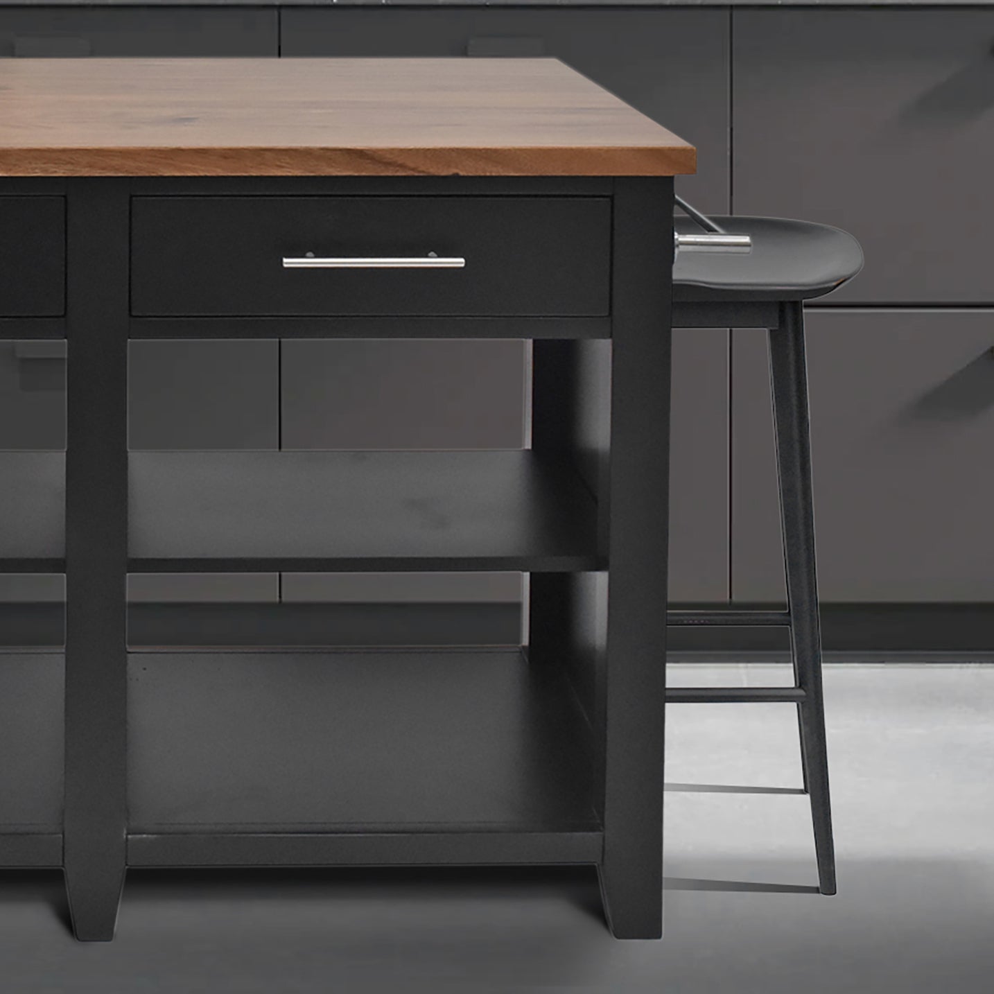Hilton Black Counter Stool - Modern Bar Height Seating