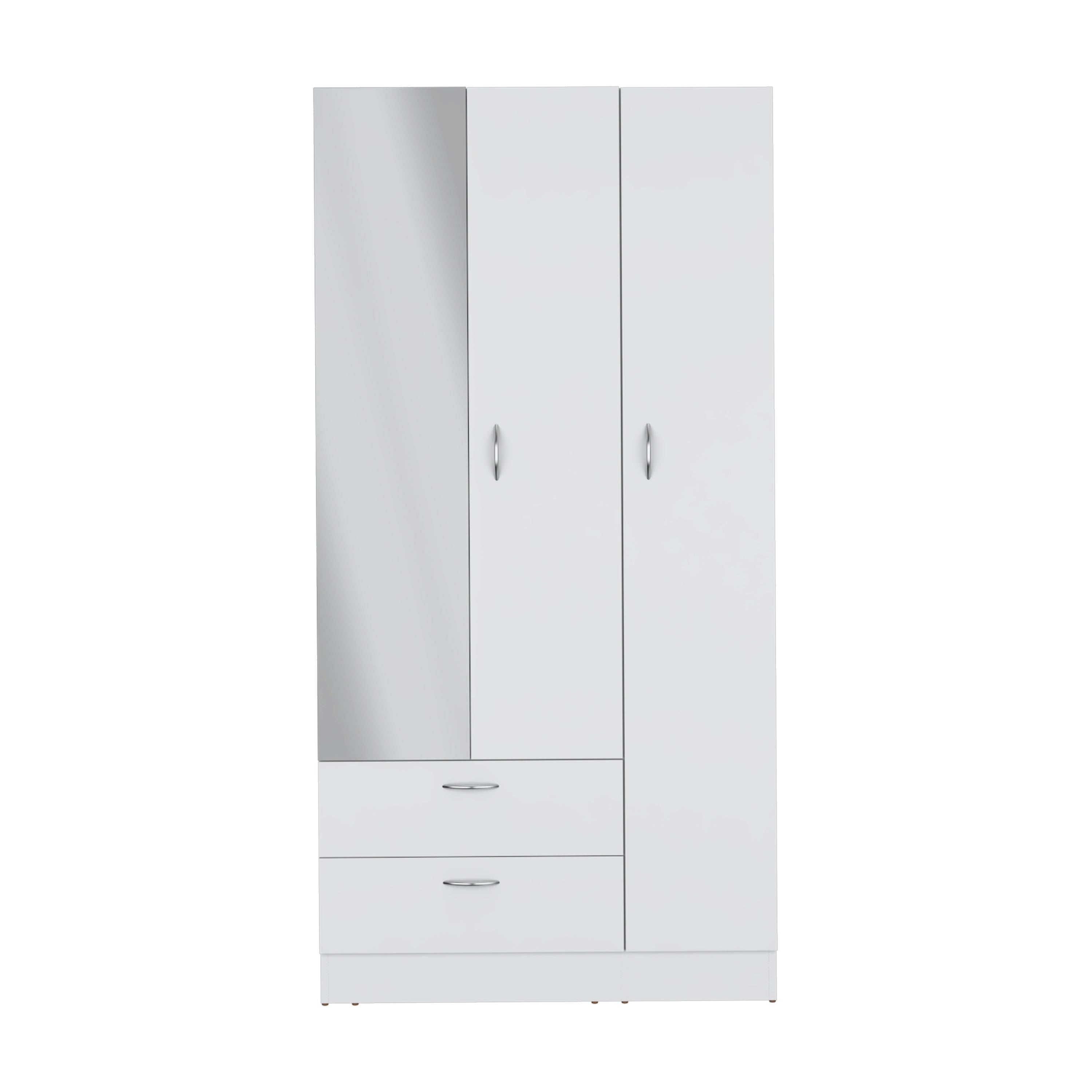 White Wardrobe w/ Mirror, Drawers & Shelves