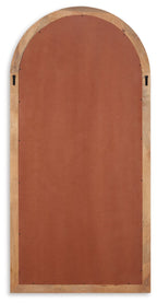 Brown back of arched floor mirror with mounting brackets