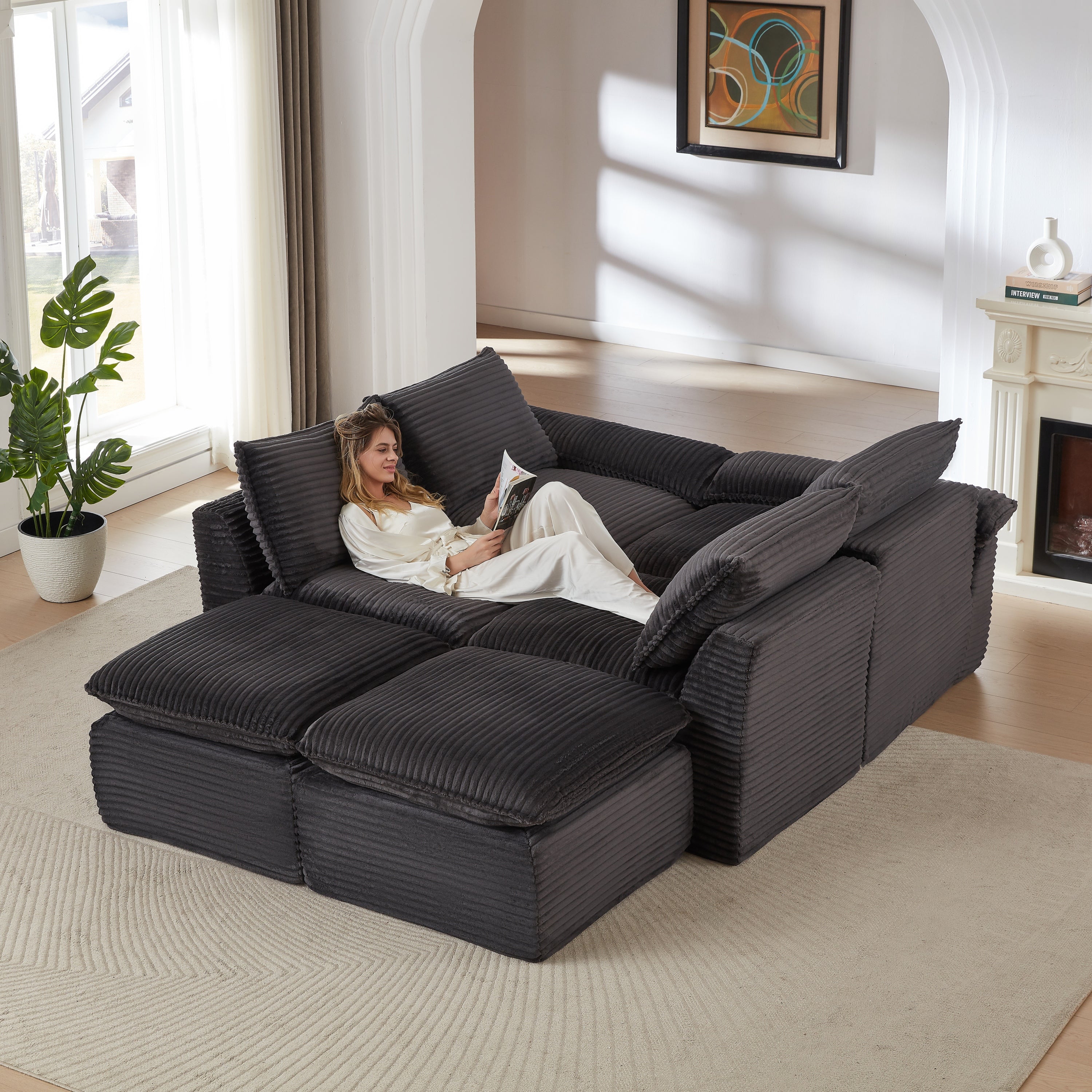 Modern Corduroy Cloud Sofa: Modular Comfort for Any Space